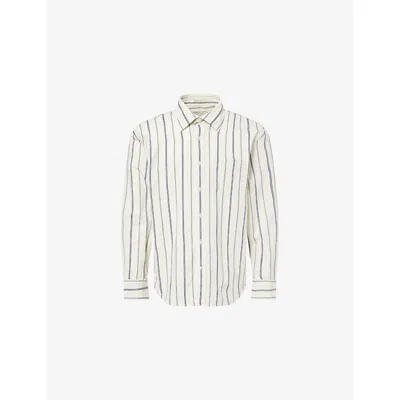 Gant Mens Sand Relaxed-fit Dobby Stripe Cotton Shirt In White