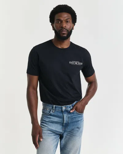 Gant Mens Short Sleeve Printed Graphic T-shirt In Blue