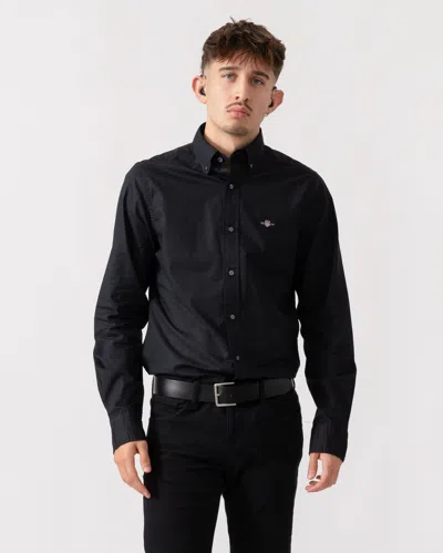 Gant Mens Slim Fit Long Sleeve Poplin Shirt In Black