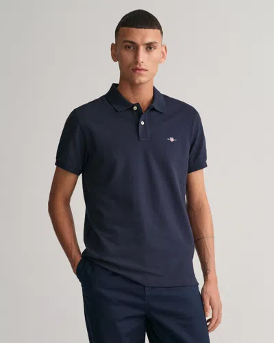 Gant Mens Slim Fit Short Sleeve Shield Logo Pique Polo