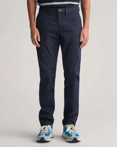 Gant Mens Slim Fit Twill Chinos In Blue