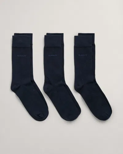 Gant Mens Soft Cotton Socks 3-pack In Blue