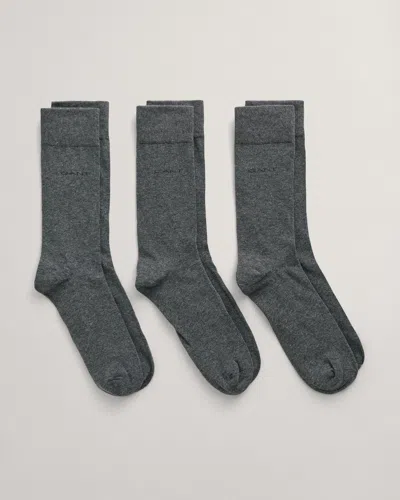 Gant Mens Soft Cotton Socks 3-pack In Gray