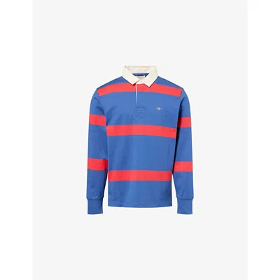 Gant Mens  Striped Rugby Cotton Polo Shirt In Multi