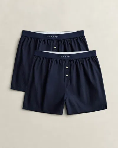 Gant Mens Woven Boxer Shorts 2-pack In Blue