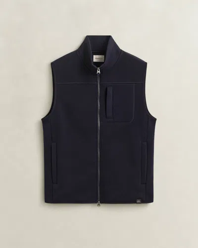 Gant Mens Zipped Fleece Vest In Blue