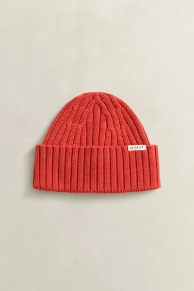 Gant Merino Wool Beanie In Maple Fire