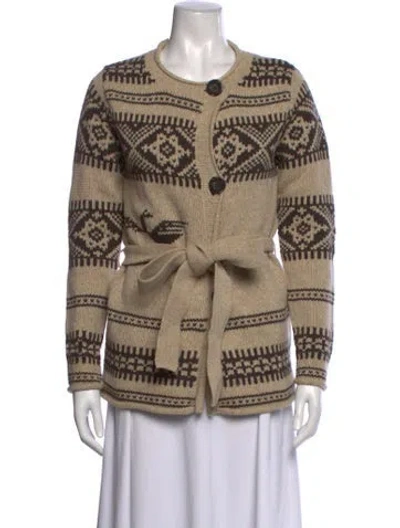Pre-owned Gant Merino Wool Patterned Sweater In Neutrals