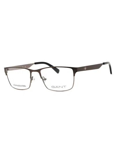 Gant Metal Rectangular Men's Eyeglasses Ga3295 In Black