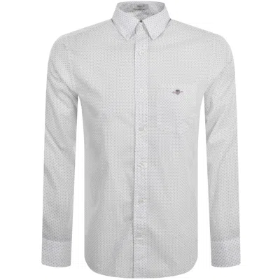 Gant Micro Print Poplin Long Sleeved Shirt White