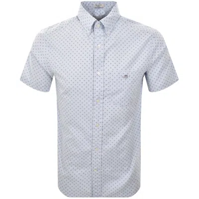 Gant Micro Print Short Sleeved Shirt Light Blue