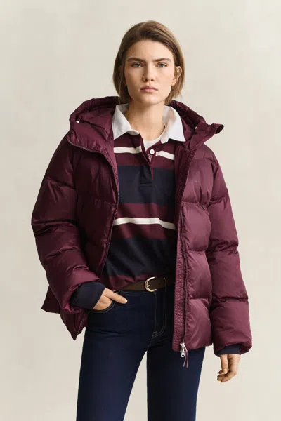 Gant Mid Padded Jacket In Burgundy