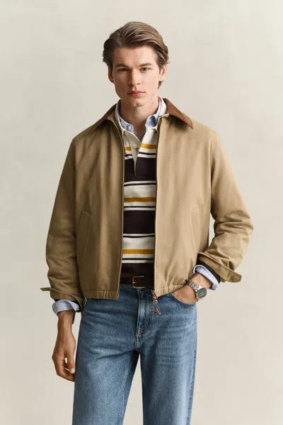 Gant Moleskin Harrington Jacket In Neutral
