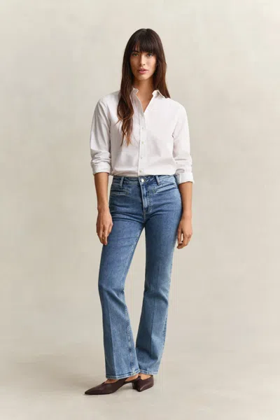 Gant Monogram Flared Jeans In Blue