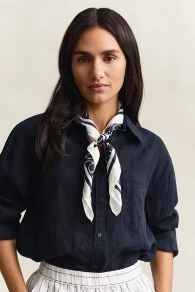 Gant Monogram Silk Scarf In Blue