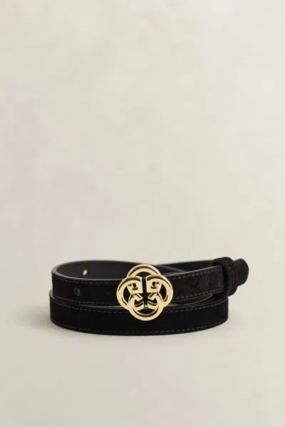 Gant Monogram Suede Belt In Black