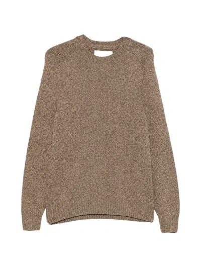 Gant Mouliné Crew-neck Sweater In Brown