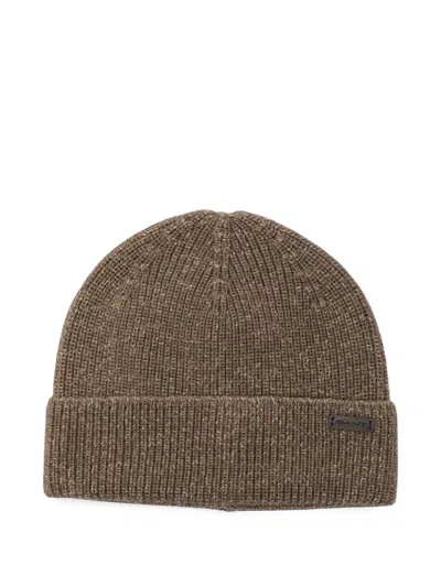 Gant Mouline Ribbed-knit Beanie Hat In Brown