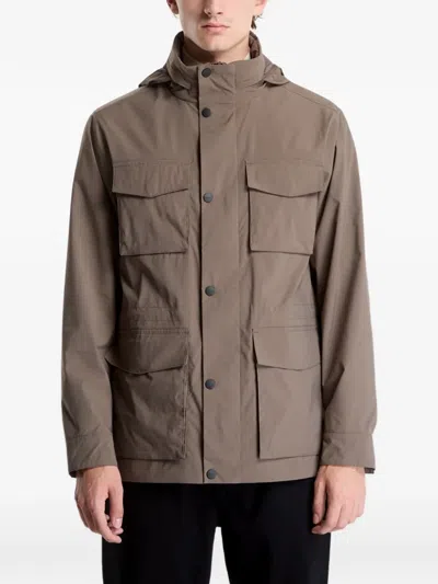 Gant Multi-pocket Hooded Jacket In Brown