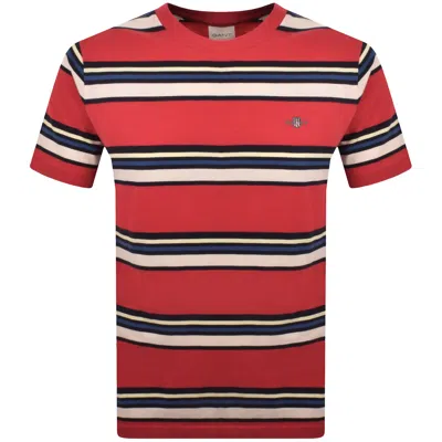 Gant Multistripe T Shirt Rose Red
