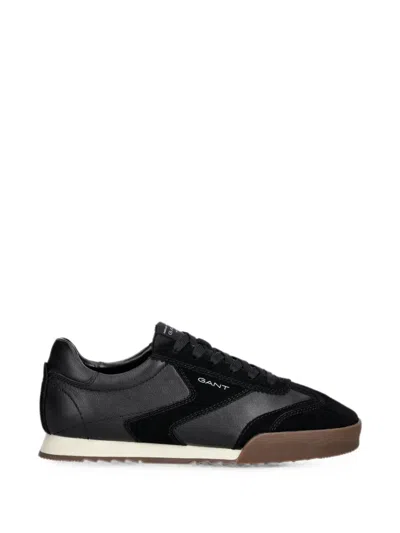 Gant Panelled Leather Sneakers In Black