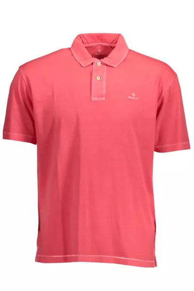 Gant Logo-embroidered Short-sleeve Polo Shirt In Pink
