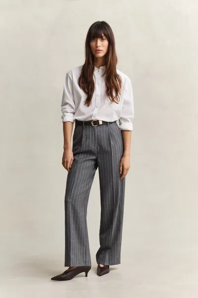 Gant Pinstripe Wool Pants In Gray