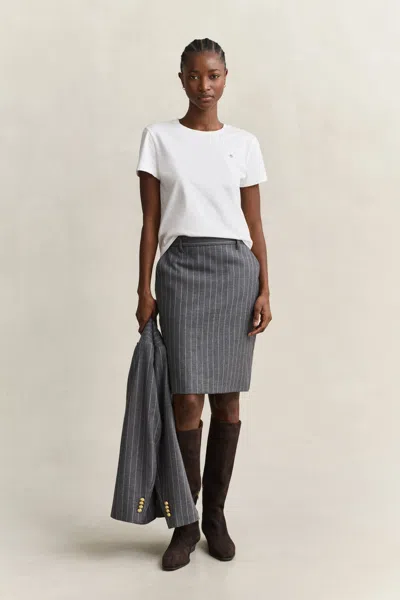 Gant Pinstriped Wool Pencil Skirt In Gray