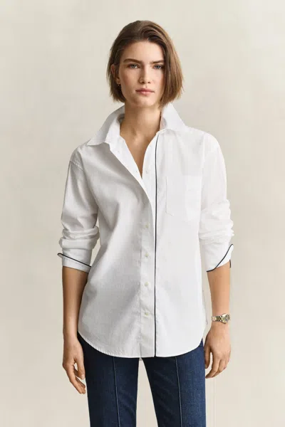 Gant Piping Detail Shirt In White