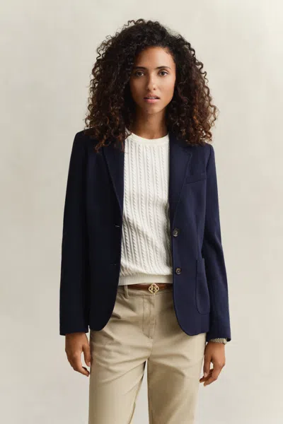 Gant Piqué Blazer In Blue