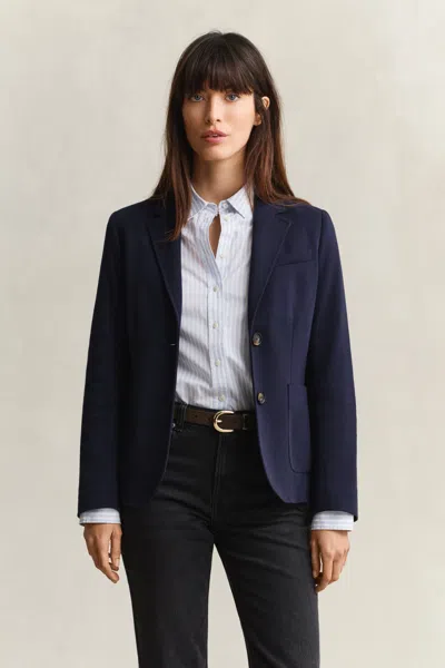 Gant Piqué Blazer In Blue