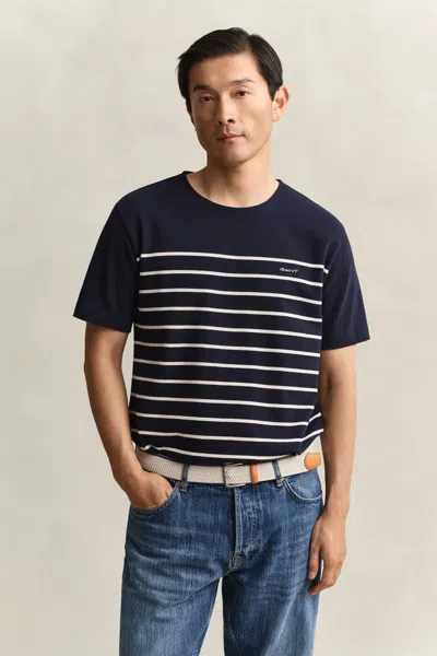 Gant Placed Stripe T-shirt In Black