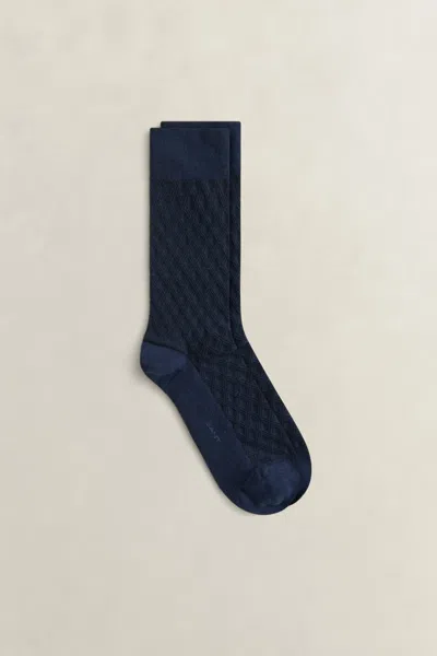 Gant Plaid Mercerized Socks In Blue