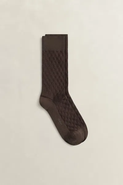 Gant Plaid Mercerized Socks In Brown