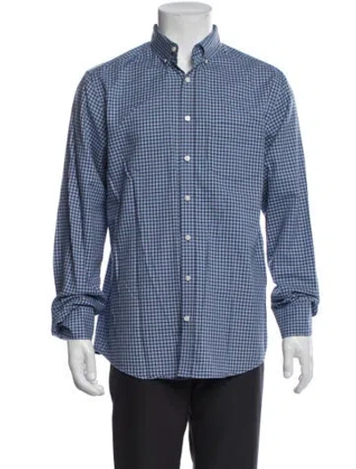 Pre-owned Gant Plaid Print Long Sleeve Dress Shirt In Blue