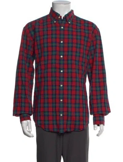 Pre-owned Gant Plaid Print Long Sleeve Dress Shirt In Red