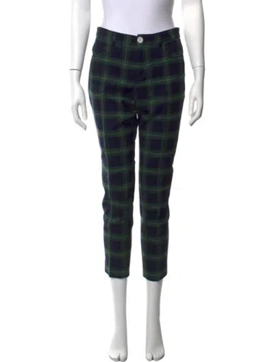 Pre-owned Gant Plaid Print Straight Leg Pants In Green
