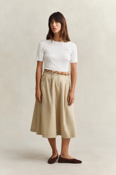 Gant Pleated Chino Skirt In Brown