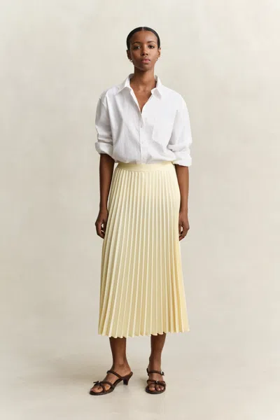 Gant Pleated Midi Skirt In Yellow