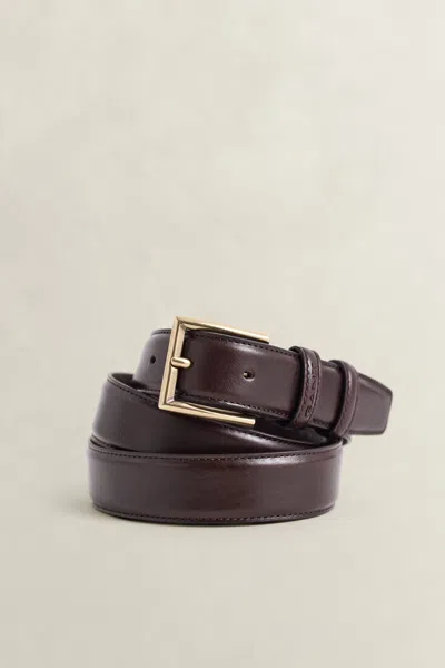 Gant Polished Leather Belt In Brown