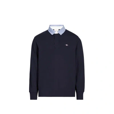 Gant Polo À Manches Longues En Coton In Blue
