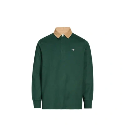 Gant Polo Manches Longues En Coton In Green