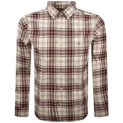 Gant Poplin Check Long Sleeved Shirt Beige
