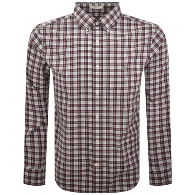 Gant Poplin Check Long Sleeved Shirt Burgundy