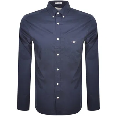 Gant Poplin Long Sleeved Shirt Navy