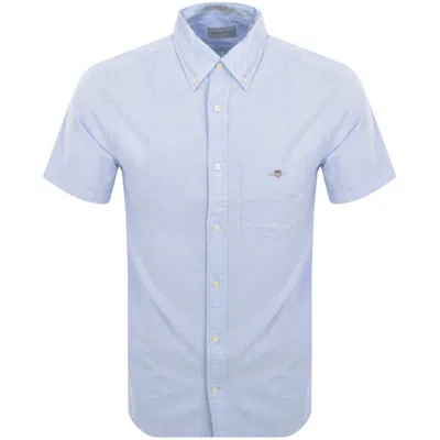 Gant Mens Regular Fit Short Sleeve Oxford Shirt In Blue