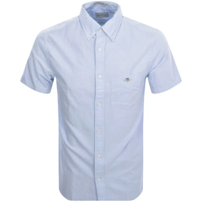Gant Mens Regular Fit Short Sleeve Oxford Shirt In Blue