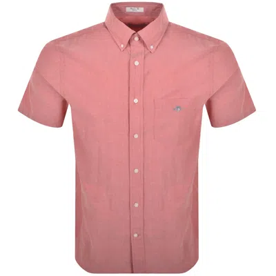 Gant Poplin Short Sleeved Shirt Deep Orange In Pink