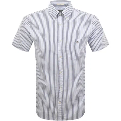 Gant Poplin Stripe Short Sleeved Shirt Fresh Blue