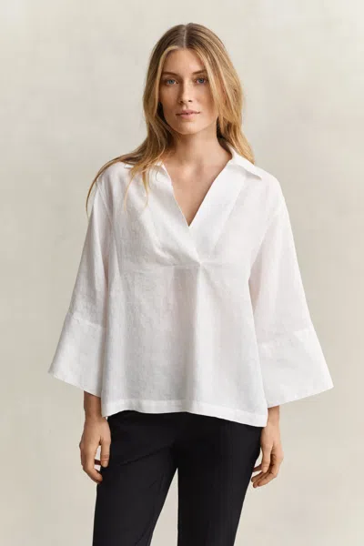 Gant Popover Linen Shirt In White